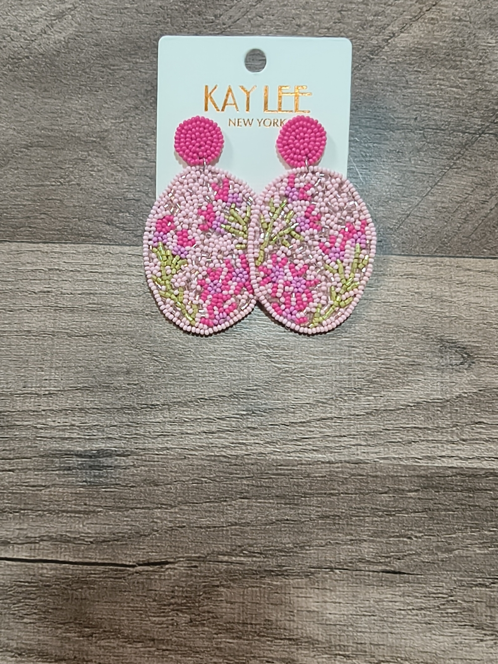 KAYLEEN By Los Angeles Pink Floral Beaded Drop Earrings